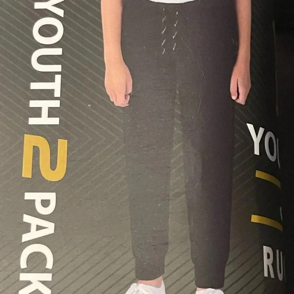 #6 Lee Youth 2-pack Jogger Black & Green X-Small 5/6 Rugged Knee Sweatpants - Picture 3 of 6